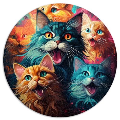 Puzzles für farbenfrohe und süße Katzen. Puzzles mit 1000 Teilen für Erwachsene, 26,5 x 26,5 Zoll. Spielspielzeug. Weihnachtswunschliste mit Weihnachtsmann