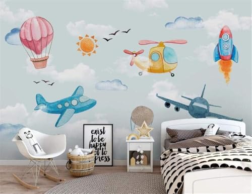 Cartoon-Ballon-Flugzeug 3D Tapete Poster Restaurant Schlafzimmer Wohnzimmer Sofa TV Dekorative Wand-350cm×256cm