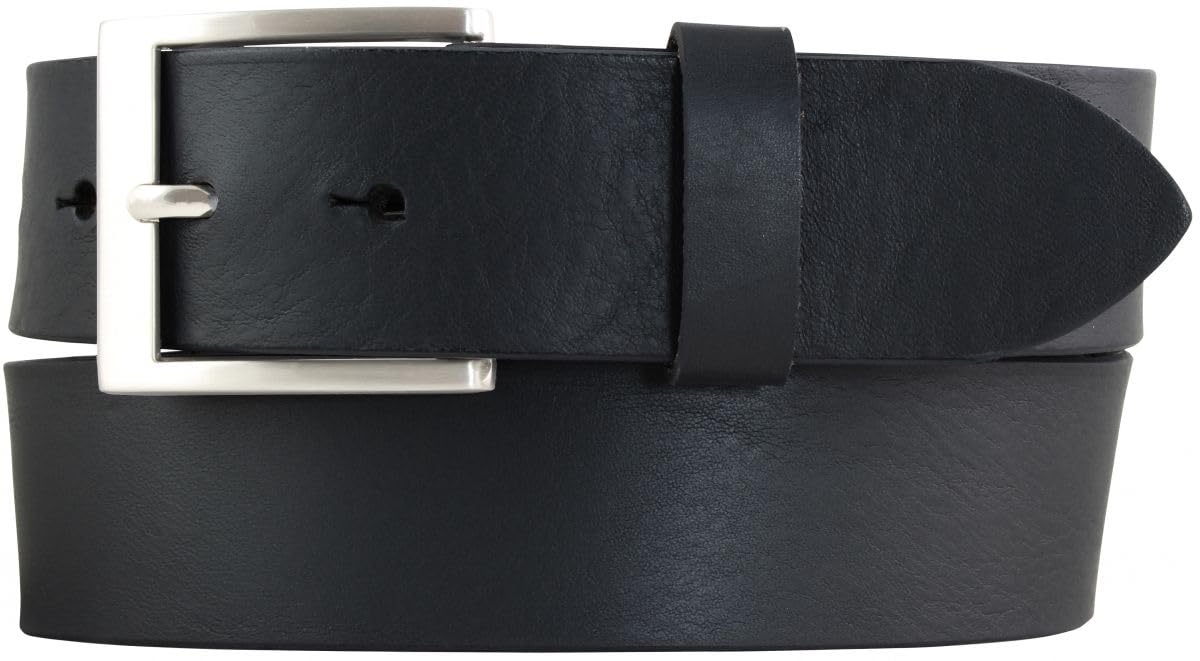 BELTINGER Jeans-Gürtel aus Vollrindleder 4 cm | Hochwertiger Leder-Gürtel für Herren 40mm | Herren-Gürtel made in Italy | Schwarz 120cm