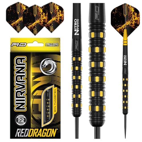 RED DRAGON Nirvana 22 Gram Professional Tungsten Darts Set with Flights and Stems