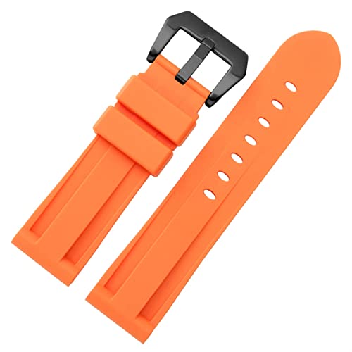 SCRUBY Silikon Uhrband für PAM111 386 441 Serie Armband Gurte 20mm 22 mm 24 mm 26 mm wasserdichtes Sport -Tarnarmband(Orangeblack,26mm)