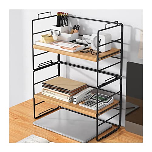 QYZUJIKL Desktop Bücherregal 3Tiers Büro Desktop Storage Rack Eisen Schreibtisch Speicherung Bücher