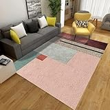 Große Teppiche für das Wohnzimmer, rosa-blauer Wohnzimmerteppich, maschinenwaschbare Fußmatten, moderner Badezimmerteppich, weicher rutschfester Flächenteppich, weicher Kurzflorteppich für die Heimde