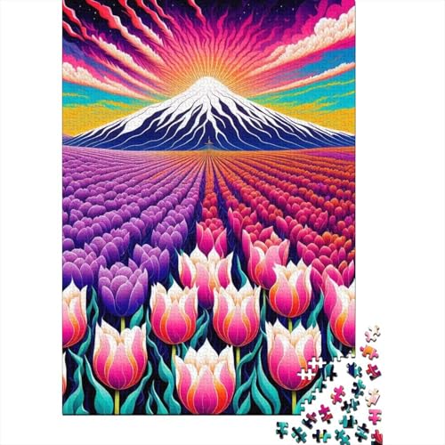 1000 Teile für Erwachsene, schwierige Puzzles, Tulpen-Holzpuzzle für Erwachsene und Jugendliche als Geburtstagsgeschenk für Erwachsene, Jungen und Mädchen 29,53x19,69 Zoll