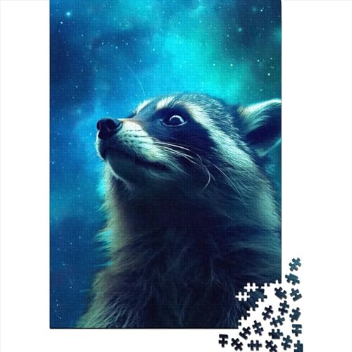 Cosmic Raccoon Holzpuzzle für Erwachsene und Jugendliche, 1000 Teile, Puzzle für Erwachsene und Jugendliche, entspannendes geistiges Lernspielzeug (Größe: 75 x 50 cm)