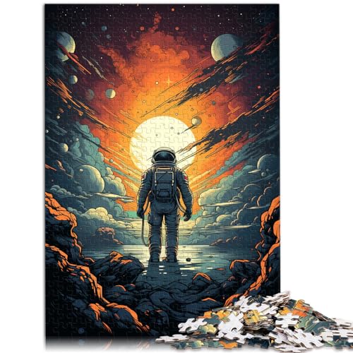 Puzzle für Astronauten auf buntem Planeten, 1000 Teile, Puzzle für Erwachsene, Holzpuzzle mit vollständig ineinander greifenden und zufällig geformten Teilen, 1000 Teile (50 x 75 cm)