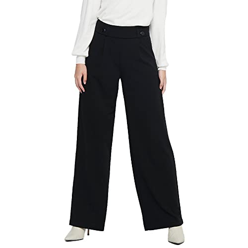 JDY Damen JDYGEGGO New Long Pant JRS NOOS Hose, Black/Detail:Black Buttons, XXL/34