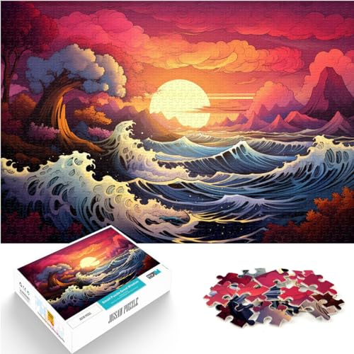 Puzzle für Strand unter Sonnenuntergang, 1000 Teile Puzzle für Erwachsene aus Holz, schwieriges Puzzle, 1000 Teile (50 x 75 cm)