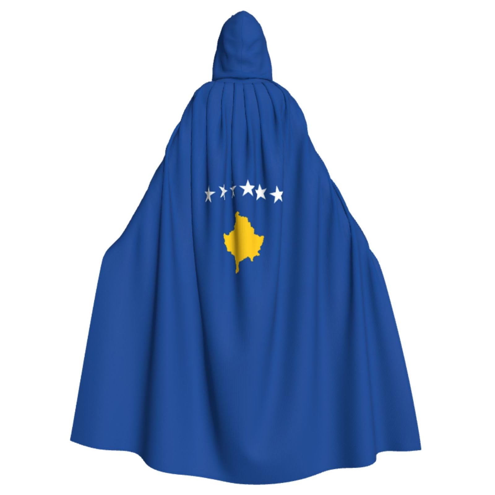 WURTON Flagge des Kosovo-Drucks, Eleganz, Kapuzenumhang für Halloween, Karneval, Mottopartys, Cosplays, Erwachsene, Unisex