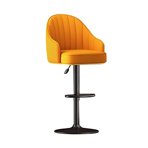 Höhenverstellbare Barhocker, moderner Thekendrehhocker, Sitz mit PU-Lederpolsterung, Metallfuß, Barstuhl für Theke, Kücheninsel, höhenverstellbar 60–74 cm, Orange Run forward