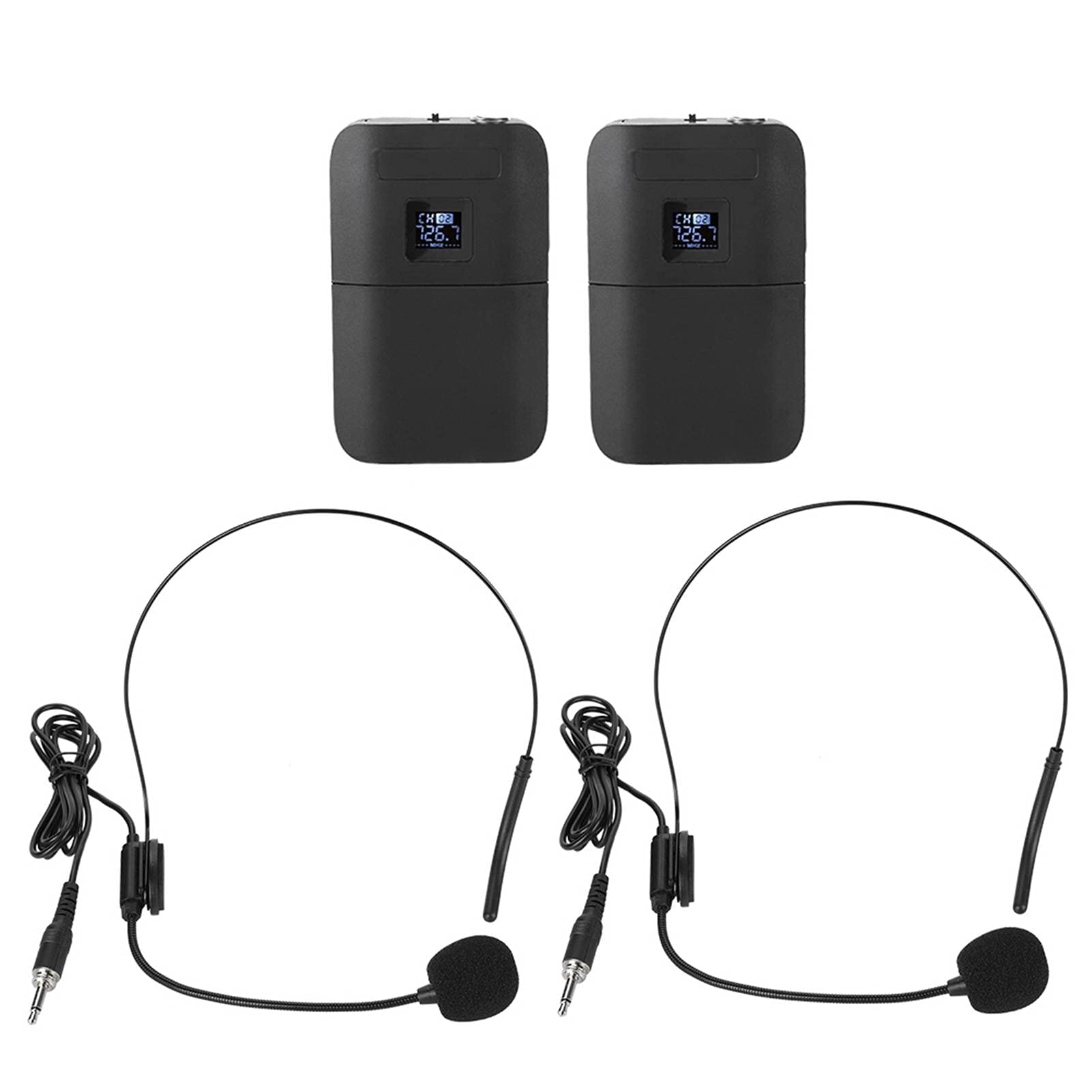 Garsent Drahtloses Mikrofon Headset, tragbares drahtloses UHF Kopfmikrofon mit Empfängersender 2 in 1 wiederaufladbares Mikrofon, Professionelles Drahtloses Mikrofon