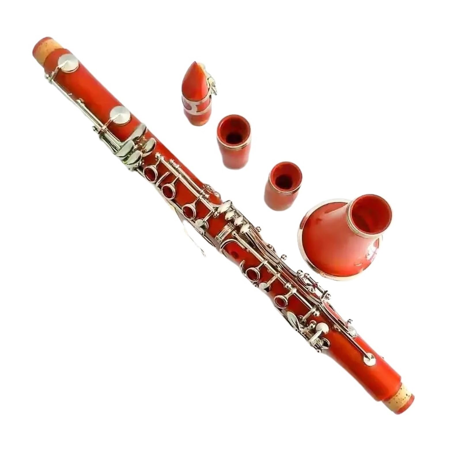 Musikinstrument-Klarinette ABS-Farbe: vernickelt B-Klarinette 17 Tasten flexible Spielformen(Red)