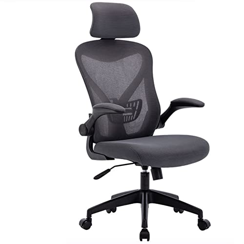 Bürostuhl Ergonomischer Ergonomischer Bürostuhl, Drehstuhl, Arbeitsstuhl, hohe Rückenlehne, Schreibtischstuhl mit Lordosenstütze, atmungsaktiver Netzrückenlehne, dickem Sitzkissen und verstellbarer Ko