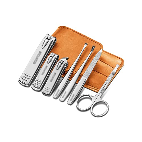 Zehennagelknipser 6/7 Stück Set Nagelschnipper Set Portable Edelstahl Nagel Set Dekoration Fußsatz Körperpflegemittel Schönheitsset mit tragbarer Pu. Ledertasche Nagelknipser-Set ( Color : Oranje , Si