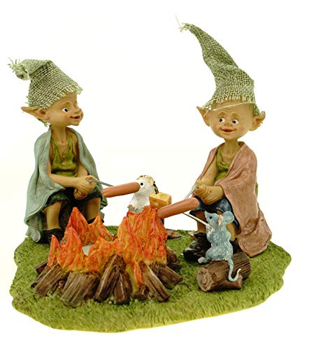 Joh. Vogler GmbH Grillabend Pixie Teelichthalter Pixies Grillen mit Igel und Maus 19 cm Figur Kobold Fee Fabelwesen