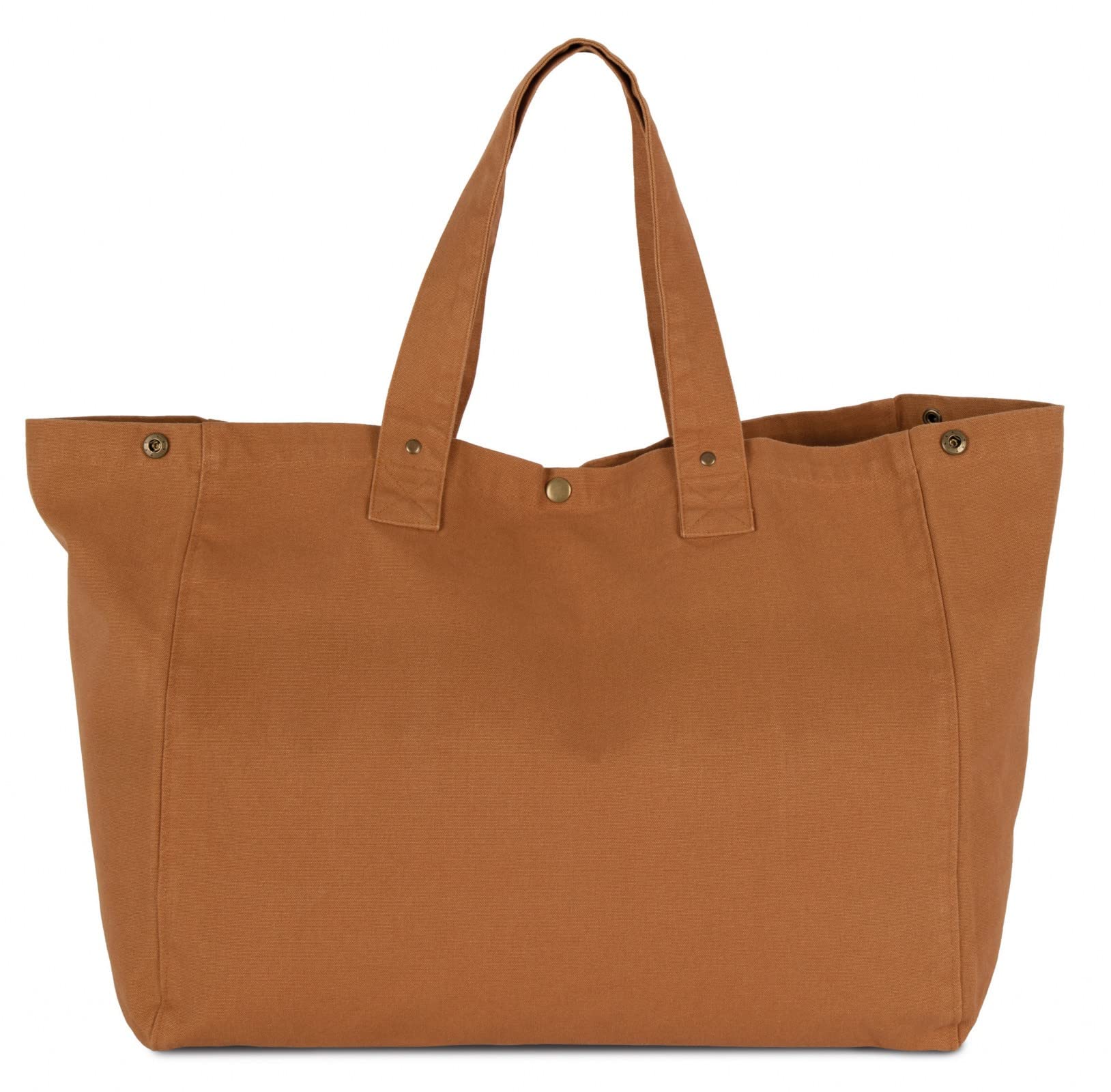 noTrash2003 Riesen Shopper aus gebleachter Baumwolle mit Innentasche und Bodenfalte in 310g/qm Qualität Strandtasche Einkaufstasche Schultertasche (Caramel)