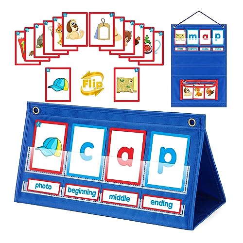 Word Builder Desktop Pocket Chart Tent Cards Set Phonics Games Cards For Preschool Kindergarten Classroom