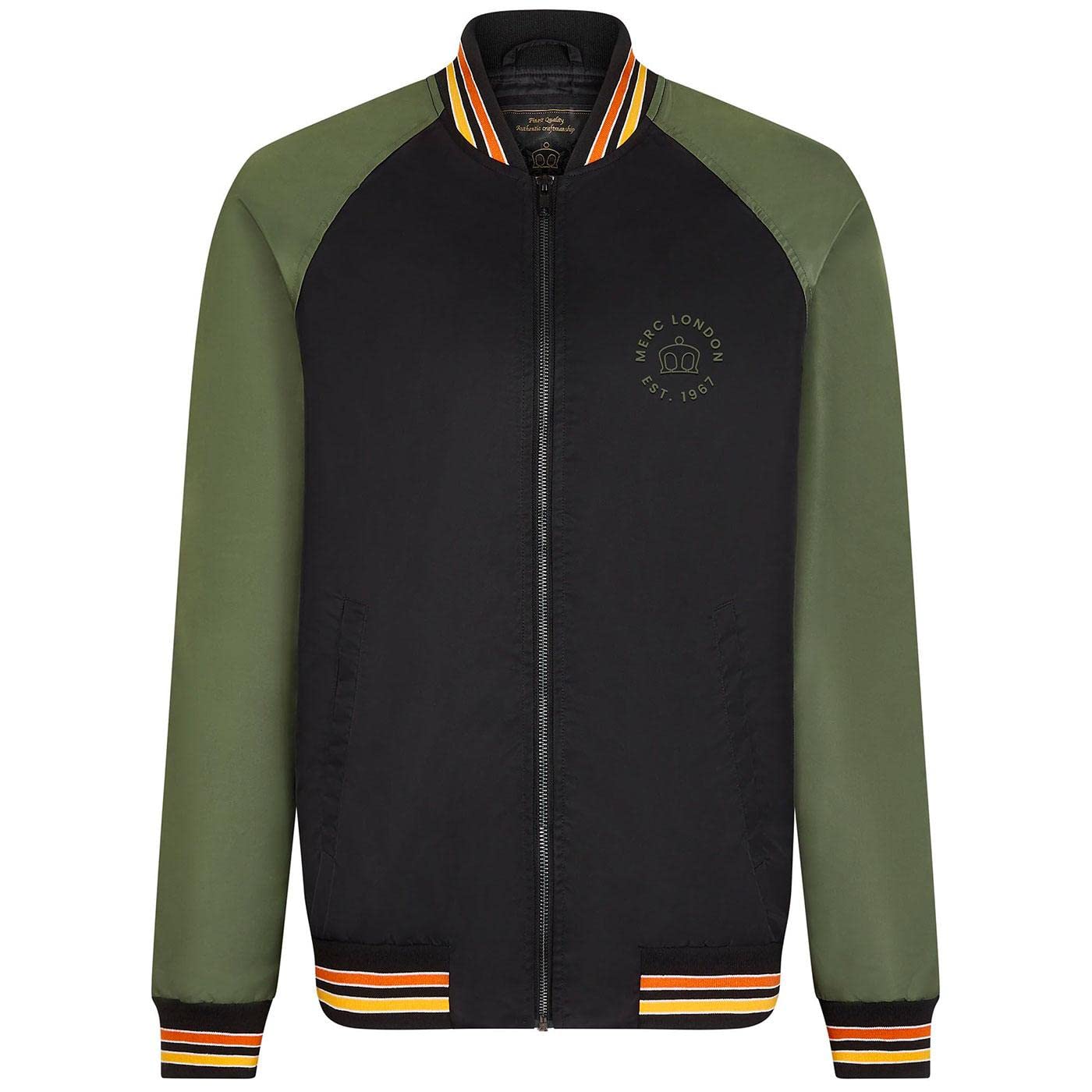 Merc of London Herren Gibson Varsity Jacket, Schwarz, L