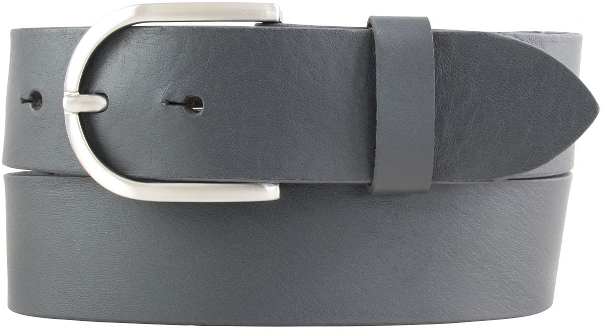 BELTINGER Damen-Gürtel aus Vollrindleder 4 cm | Jeans-Gürtel für Damen 40mm | Vollleder-Gürtel mit runder Gürtelschließe | Dunkelgrau 85cm