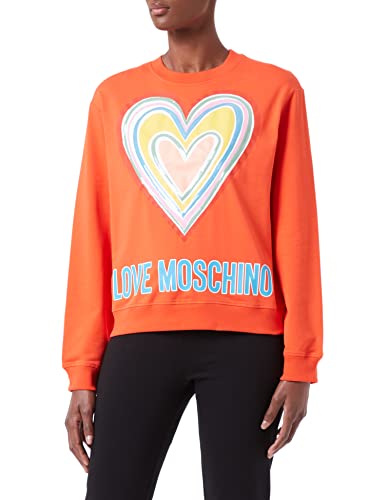 Love Moschino Womens Multicolor Heart Sweatshirt, ORANGE, 44