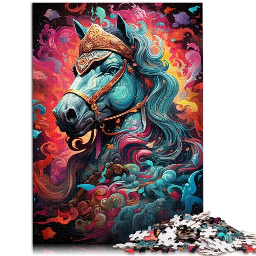 Puzzle-Spiele Fantasie-buntes Kriegspferd, 1000-teiliges Puzzle für Erwachsene, Holzpuzzle, anspruchsvoll, aber unterhaltsam und humorvoll, 1000 Teile (50 x 75 cm)