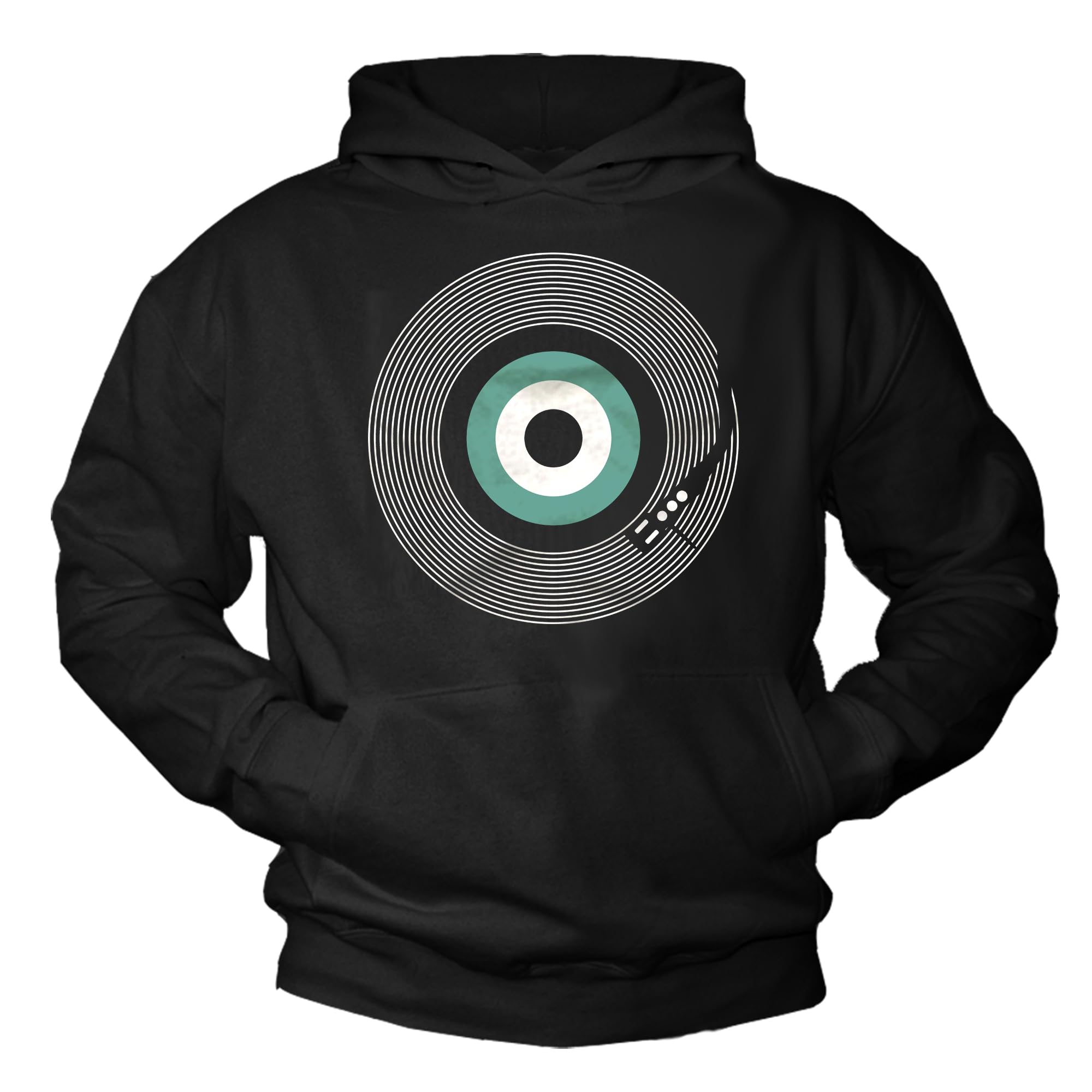 MAKAYA Kapuzenpullover Musik Geschenke Vinyl Hip Hop Retro Hoodie Pullover Tape Kassette Kopfhörer Sweatshirt Schwarz Größe XXL