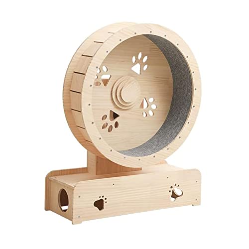 Cat Wheel Exerciser Pet Laufband Maschine Massivholz Roller Cat Toy Cat Scratch Board Pet Toy Laufband mit Teppichlaufbahn