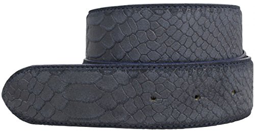 BELTINGER Gürtel mit Pythonprägung ohne Schnalle 4 cm | Leder-Gürtel für Damen Herren 40mm Schlangen-Optik | Schlangen-Muster | Marine 85cm