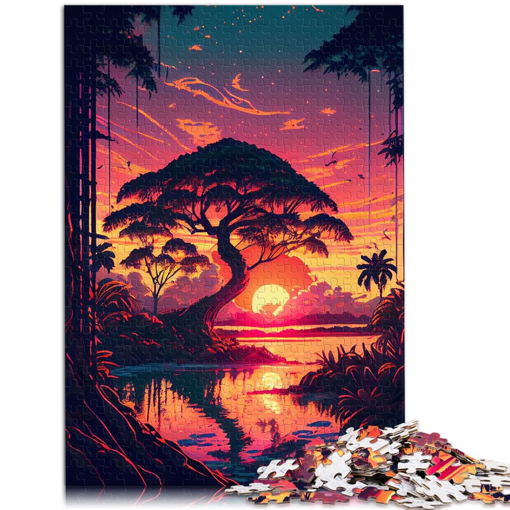 Puzzles Tropical Sunset Puzzles 1000-teiliges Holzpuzzle, jedes Teil ist einzigartig – anspruchsvolles, unterhaltsames Spiel für die ganze Familie, 1000 Teile (50 x 75 cm)