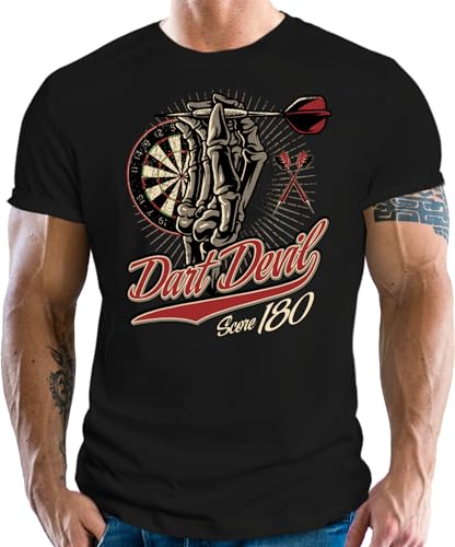 LOBO NEGRO Original Design T-Shirt für den aktiven Dart-Spieler: Dart Devil - Score 180-XL