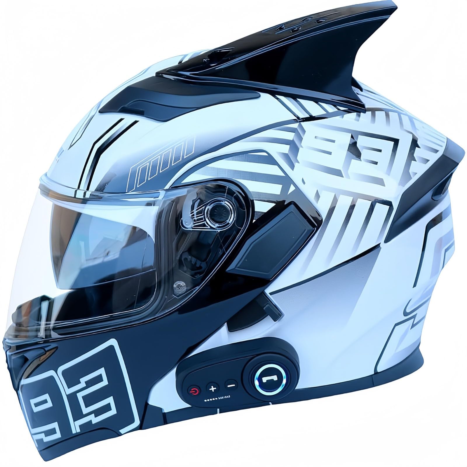 Integrierter Modularer Bluetooth-Motorradhelm Für Herren, ECE-Zertifiziert, Motorradhelm Mit ABS-Schale, Straßenmoped-Motorradhelm Für Männer Und Frauen Z,XXL63-64CM