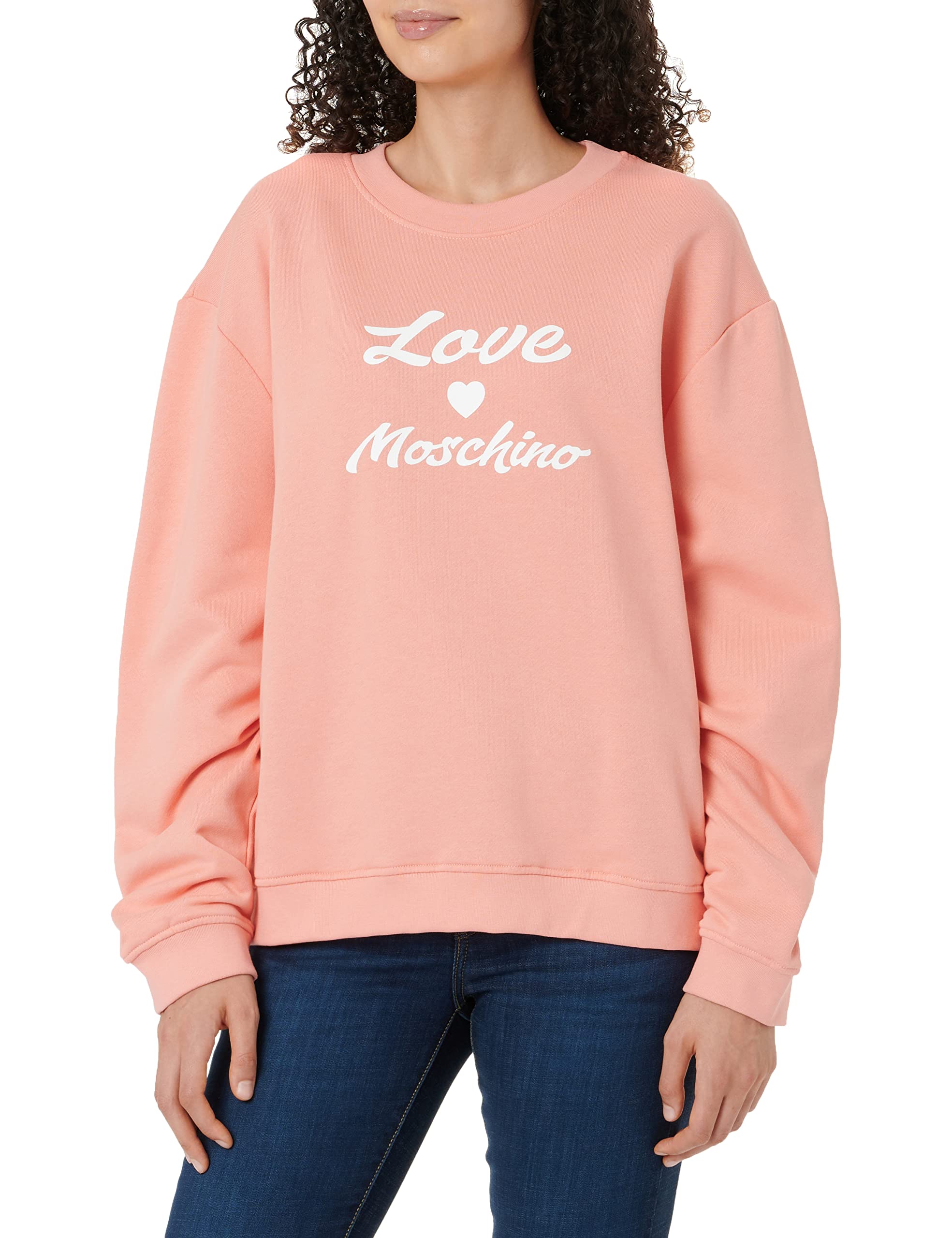 Love Moschino Damen Regular Fit With Cursive Brand Print. Sweatshirt, Rosa, 42 EU