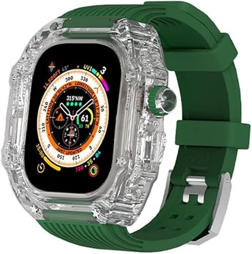 NEYENS Transparentes Uhrengehäuse, fluoriertes Gummiband, für Apple Watch Serie Ultra 9, 8, 7, 6, 5, SE, 45 mm, 44 mm, Ersatzteil, transparentes Uhrengehäuse, Mod Kit-Zubehör, 44mm, Achat