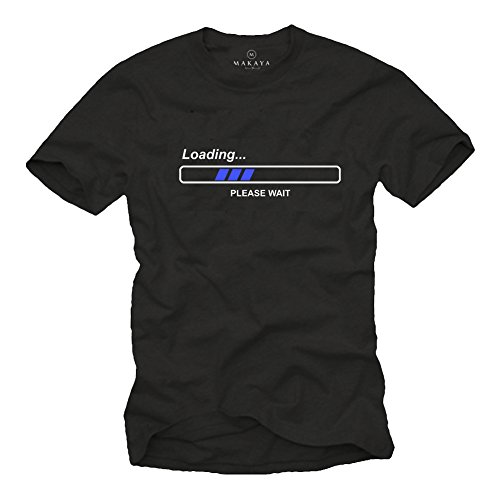 Cooles Geek T-Shirt mit Spruch Loading Please Wait schwarz Männer M