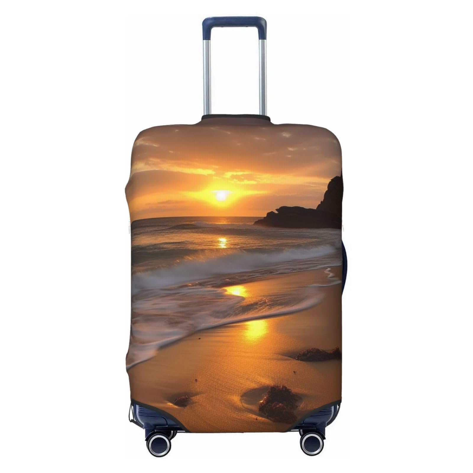 CSGJMYGS Sunrise Strandgepäckabdeckungen für Koffer, waschbar, modisch, dehnbar, kratzfest, passend für 45,7 - 81,3 cm Gepäck, XL, Schwarz, XL, Schwarz , XL