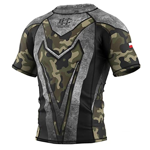 Extreme Hobby Kurzarm Rashguard MILITARY, Herren-Sport-T-Shirt, Fitness-T-Shirt, Kompressionsshirt, Shortsleeve, Funktionsshirt