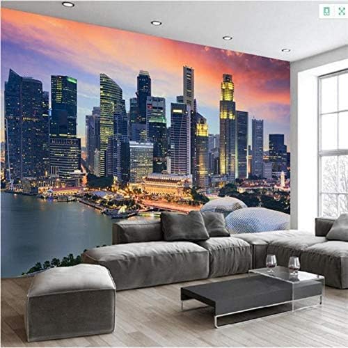 XLMING City Style Bustling Riverside City Nachtansicht 3D Tapeten Home Esszimmer Sofa Schlafzimmer Wohnzimmer TV Hintergrund-430cm×300cm