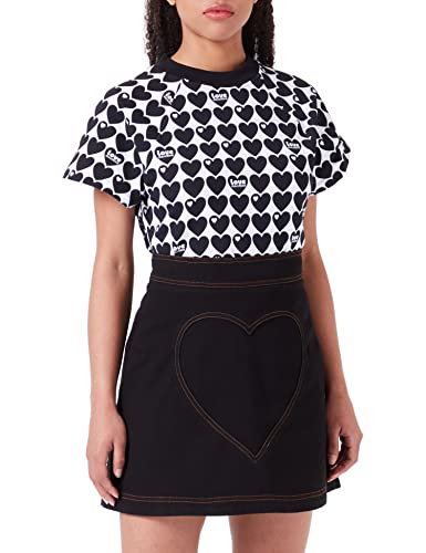 Love Moschino Damen With Maxi Stitched Heart miniskirt, Schwarz, 46 EU