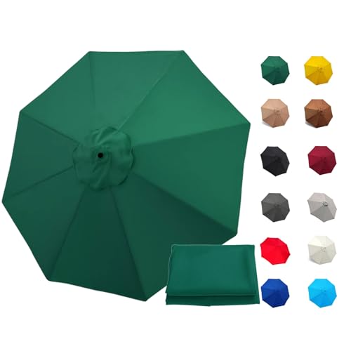 SADITY Sonnenschirm Ersatzbezug 3.0m 6/8 Streben, UV30+, Wasserdicht, Sonnenschirm Baldachin Bespannung ErsatzAbdeckung Wasserdichter Sonnenschirmbezug(Color:Dark Green,Size:300cm-8Streben)