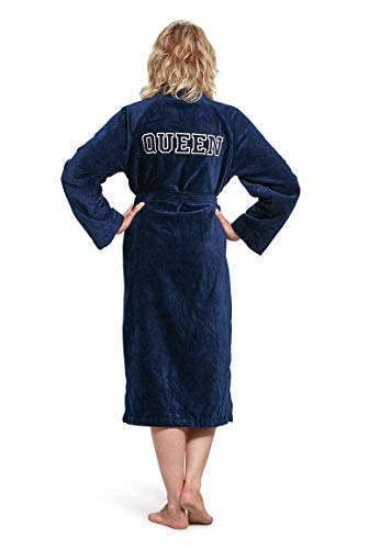 Badrock - Bademantel mit Namen Bestickt - Marine Blau - 100% Baumwolle - Herren und Damen - mit Stickerei - Personalisiert (XXXL) - SKU 601