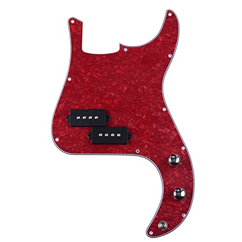 Geladenes Gitarren-Pickguard PB P Bass Vorgedrünneter Pickguard Scratch Platte Mit Abholung Für 4 String P Bass Schwarz Rot Pearl (Color : Pearl red)