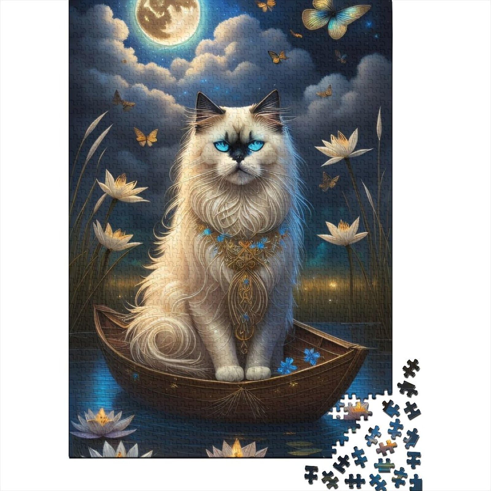 Dream Cat Holzpuzzle für Teenager-Geschenke, schwierige, anspruchsvolle Puzzles, 1000-teiliges Holzpuzzle für Erwachsene Teenager, 75 x 50 cm