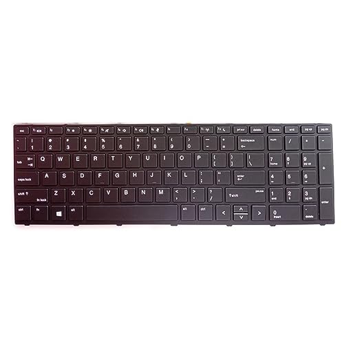 Ranuw US-Tastaturen für 450 G5/455 G5/470 G5 Laptop, US-Tastatur mit silberfarbenem Rahmen, hinterleuchtet, US-Tastatur mit Rahmen, Hintergrundbeleuchtung, silberfarbener Rahmen für Laptop,