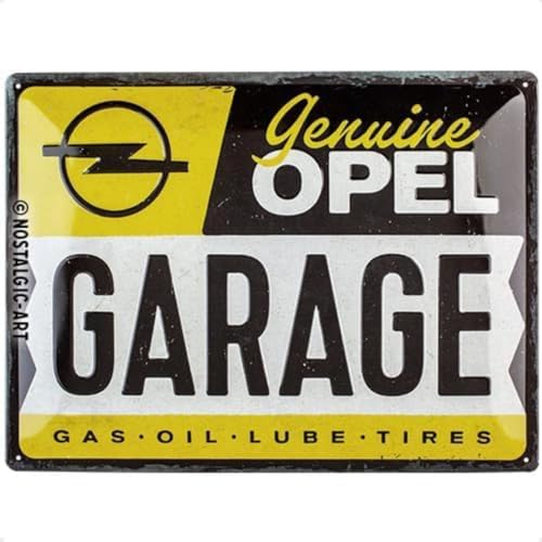 Nostalgic-Art 23315 Retro Blechschild Opel – Garage – Geschenk-Idee für Auto Zubehör Fans, aus Metall, Vintage-Design zur Dekoration, 30 x 40 cm