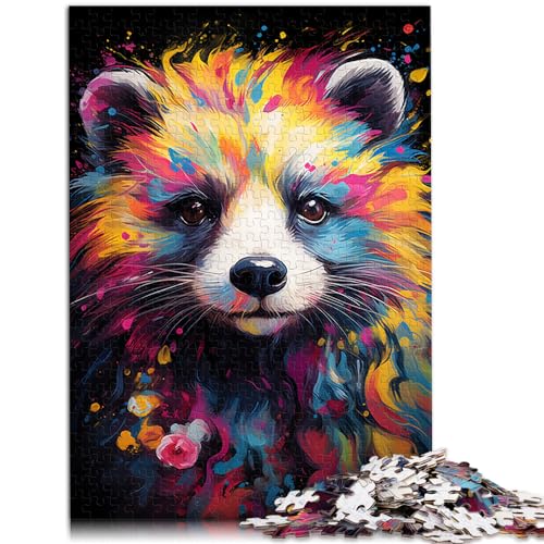 Puzzles, Geschenke, Spielzeug, Farbenfrohes psychedelisches Frettchen-Gemälde, Puzzle 1000 Teile für Erwachsene, Holzpuzzle, einzigartiges Herausforderungsspiel, 1000 Teile (50 x 75 cm)