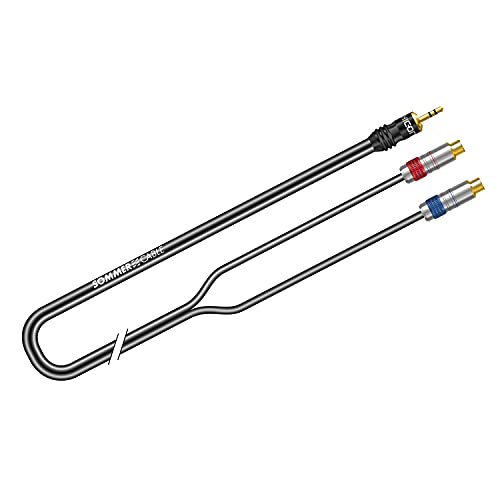 SOMMER CABLE 50cm Adapterkabel 3,5mm Mini-Klinke auf RCA Stereo Cinch-Buchse SC-Onyx 2025 MKII Split-Cinch-Kabel inkl. HI-CF08 - ONHK-0050-SW