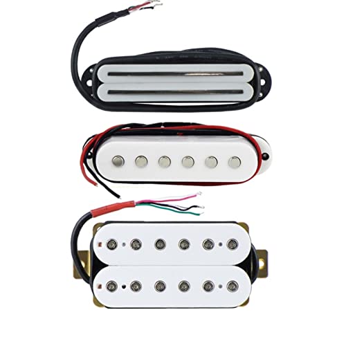 ZENGXUE Set Aus 3 Stück Weiß Dual Rail & Single Coil & Humbucker Pickup Keramikhals/Mitte/Brücken-Pickup Für E-Gitarre Humbucker Tonabnehmer Set