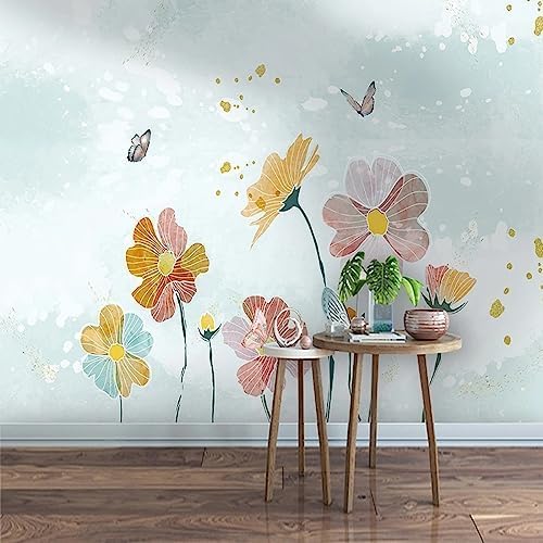 XLMING Einfache Kleine Frische Rosa Blume 3D Tapete Home Dekoration Wohnzimmer Sofa Schlafzimmer Tv Hintergrund Wand-300cm×210cm