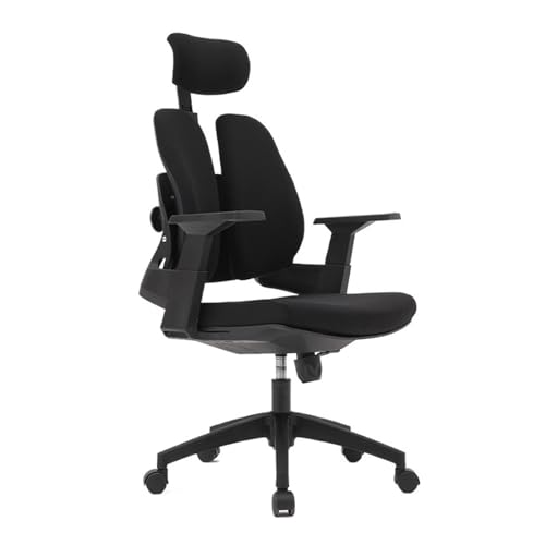 Home Office Ergonomischer Schreibtischstuhl, Arbeitsstuhl aus Stoff mit mittelhoher Rückenlehne, Bürostuhl mit hoher Rückenlehne, Schreibtischstuhl mit Rollen, verstellbarer Armlehne, Lendenwirbelstüt