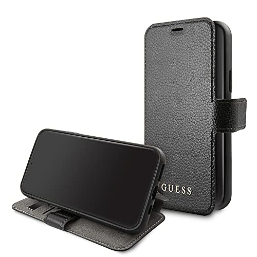 Guess GUFLBKSN58IGLBK Iridescent Collection Case Booktype Schutzhülle für Apple iPhone 11 Pro, Schwarz